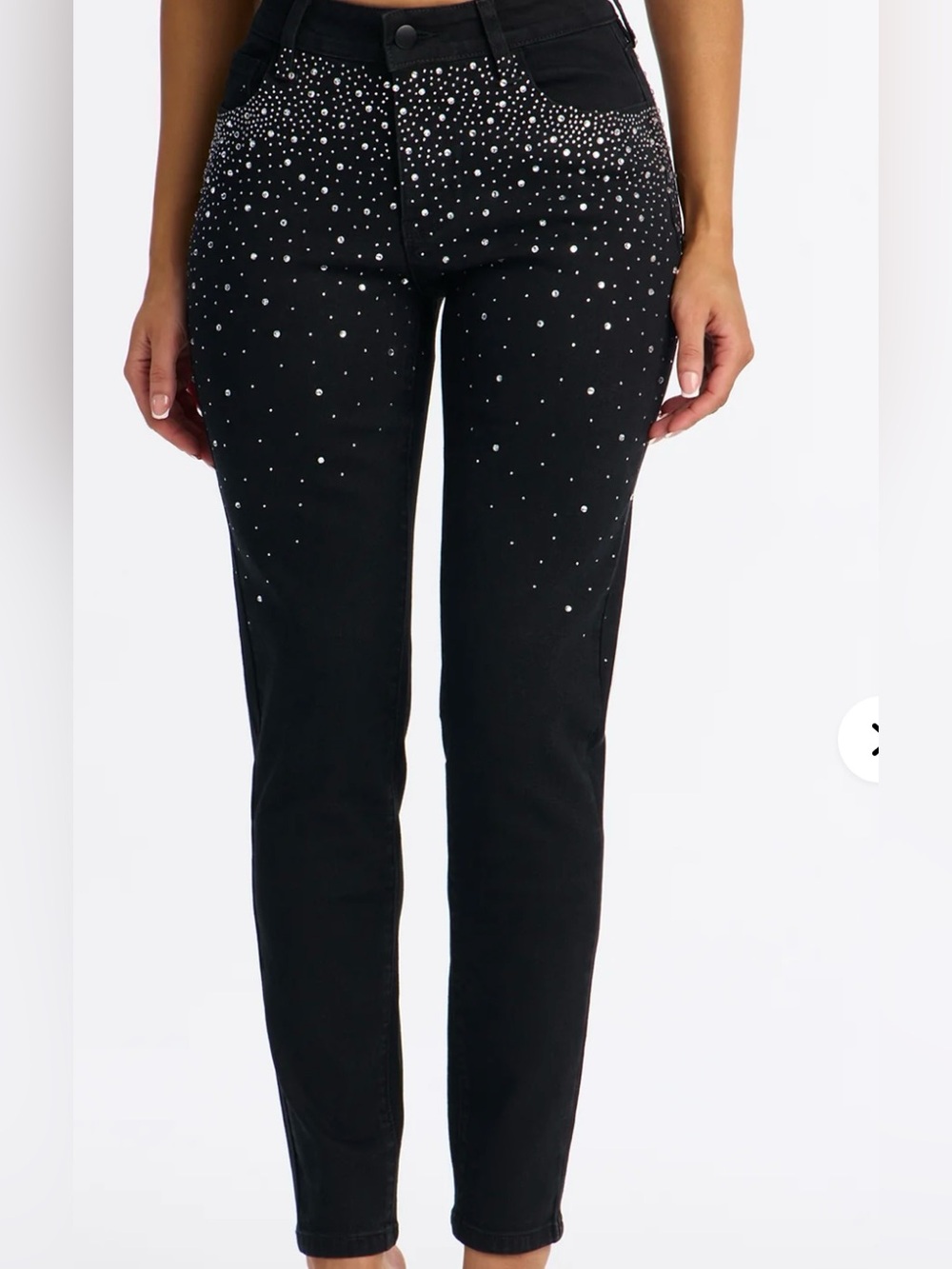 Fashion Nova Black Skinny Jeans with Rhinestone Scatter